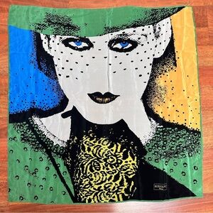 Rodolfo Roma Silk 34x34 Lady’s Face Pop Art Scarf